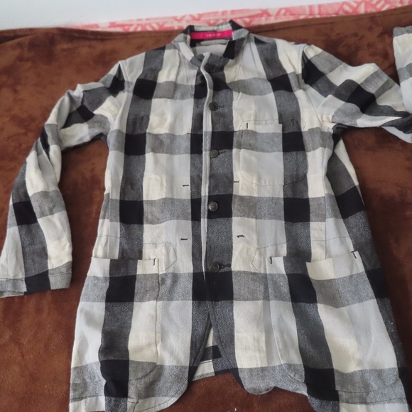 Sage De Cret Blackgrey white Ecru Houndstooth Lightweight Shirt Jacket no size - Picture 1 of 4
